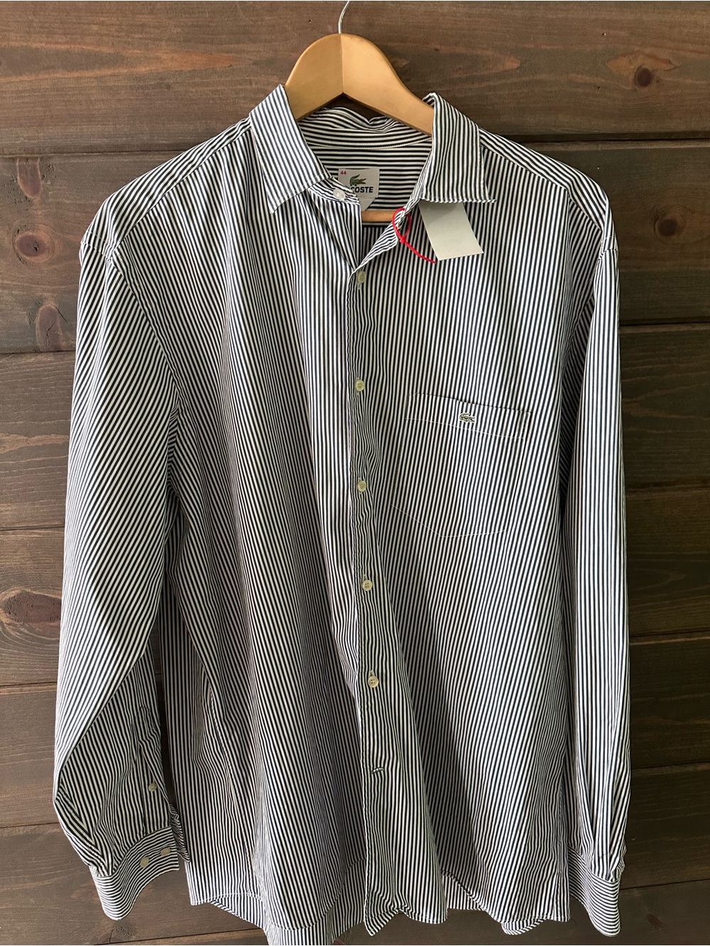 Lacoste Men's Black & White Narrow-Stripe Dress Shirt